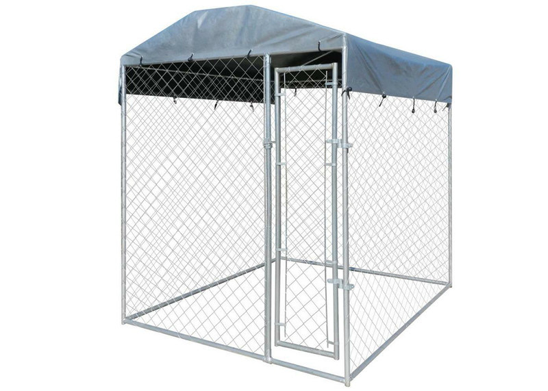 10x10 Chain Link Dog Kennel Lantai Logam Dengan Pintu Dan Penutup Anti Air