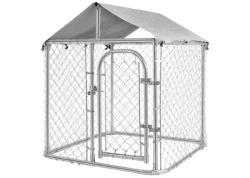 Black Chain Link Dog Kennel 10x10x6 Kandang Hewan Dua Pintu Besar