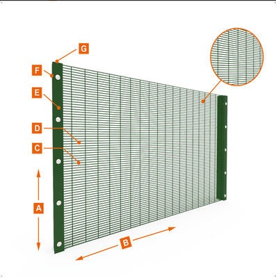 Penjara Keamanan Tinggi Mesh Fence Powder Coated 358 Anti Climb